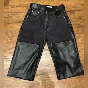 Abercrombie & Fitch Leather and Denim Two Tone Denim Size 23 Short